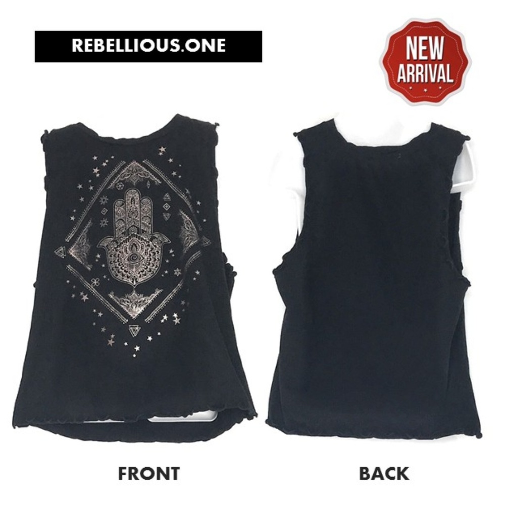 REBELLIOUS.ONE Black Sleeveless Tank Top   🌸